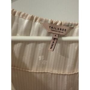 Tailored Rebecca Taylor pink white silk blouse Sz 8 stripes flowers EUC